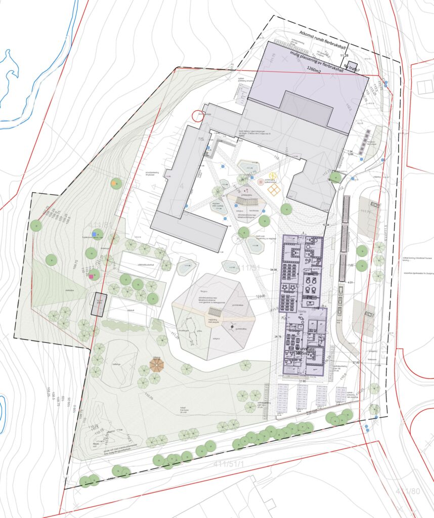 Planlagt uteområde ved Hovin skole – landskapsplan: Østre Linje arkitektur og landskap AS / Betonmast