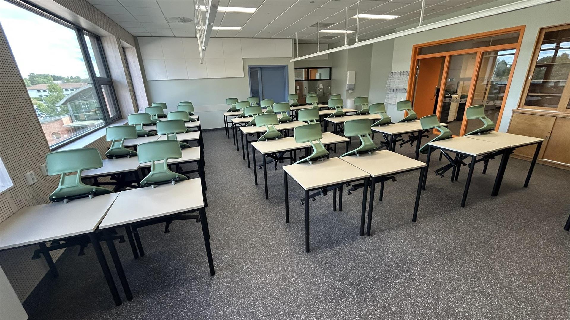 Undervisningsrom i det nye yrkesfagbygget.
